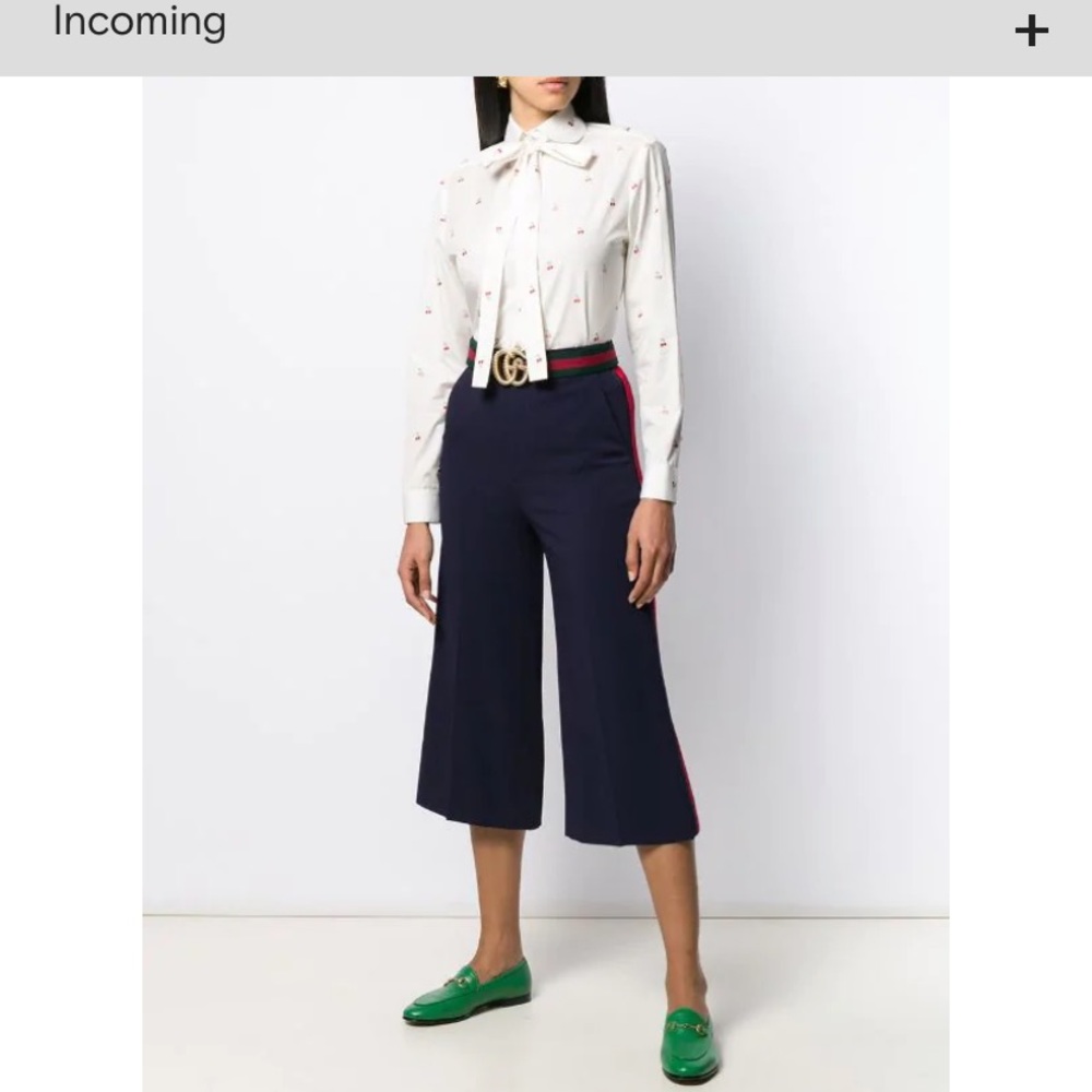 GUCCI BLACK WEB STRIPE CULOTTE PANT sz40